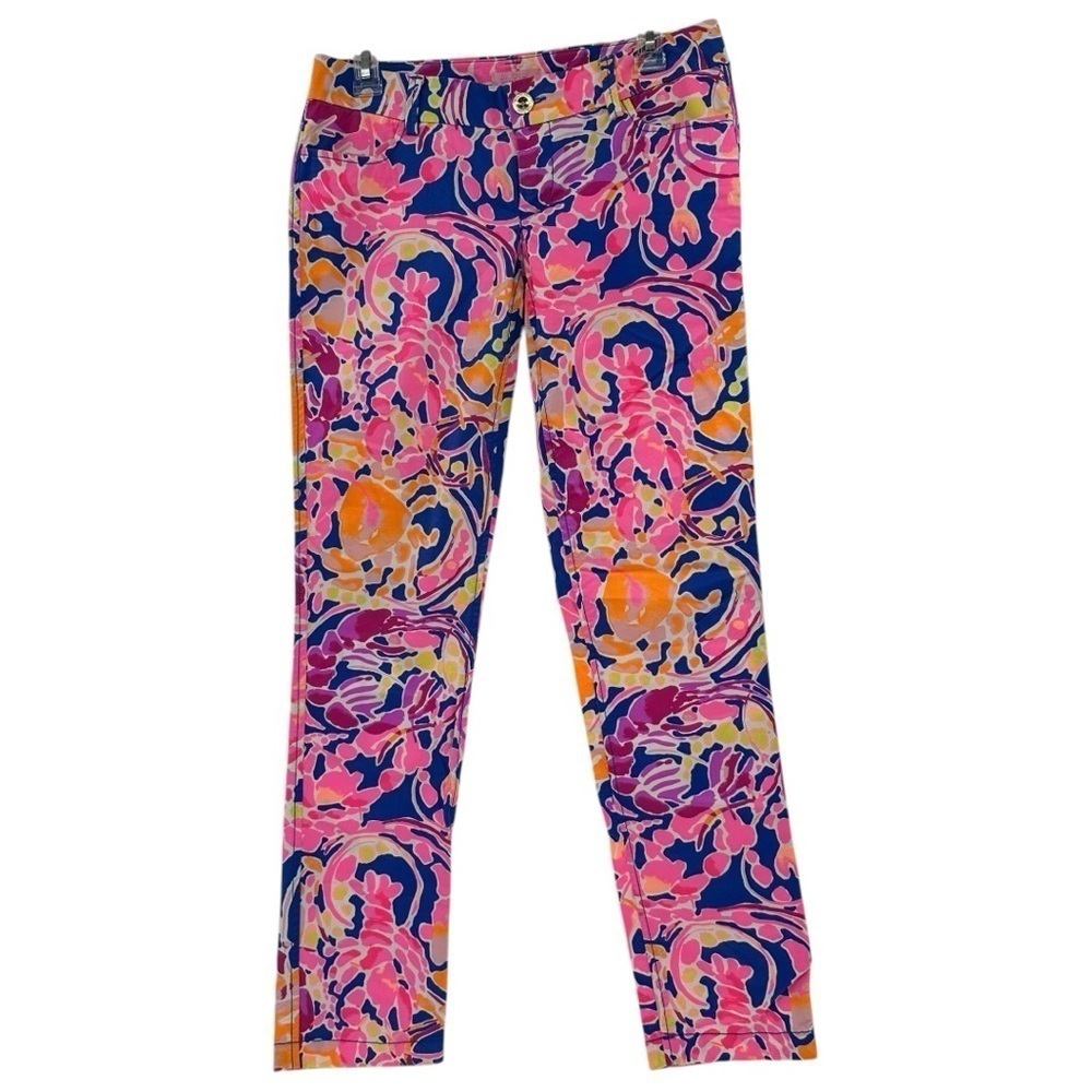 Lilly Pulitzer Callahan Chino Pants Brilliant Blue Catch &Release Size 2 Lobster